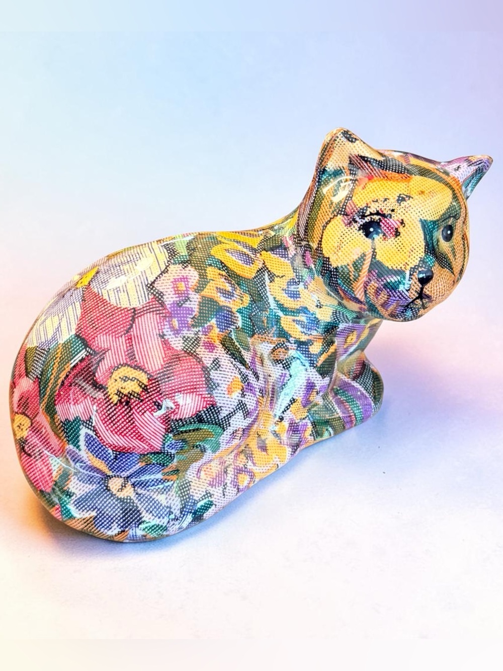 Vintage Joan Baker Patchwork Porcelain Cat